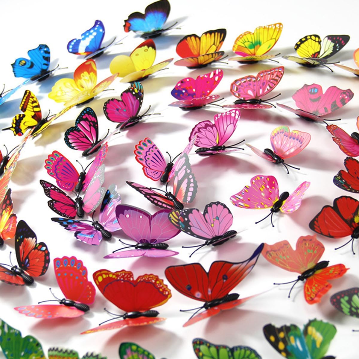 Skiennix 50PCS 3D Colorful Butterfly Wall Stickers - Removable DIY Art Decor for Home & Parties