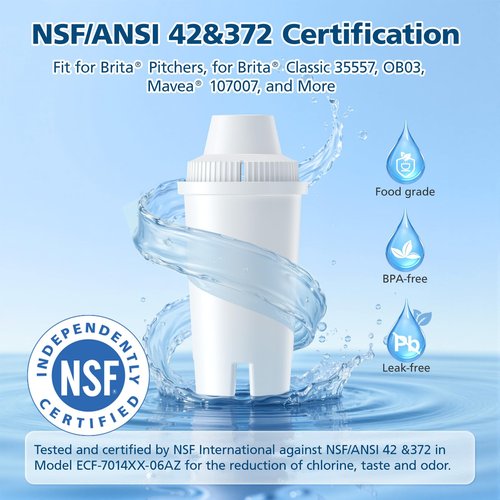 3 Pack Replacement for Brita® Water Filter Pitchers and Dispensers, BPA-Free & NSF Certified, Classic OB03, Mavea® 107007 35557, Metro, Everyday, UltraMax, Half-Year Filter Supply