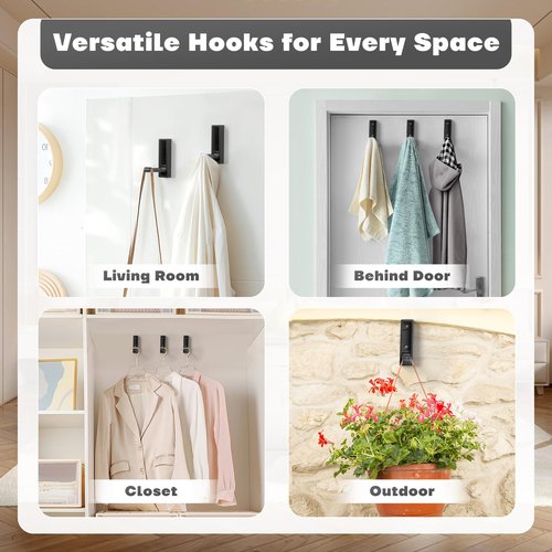 VOSEPO Folding Wall Hooks, 4pcs Foldable Coat Hooks, Heavy Duty Zinc Alloy No Rust Fold Up Hooks for Coat, Towel, Key, Hat, Bag, Jacket, Backpack (Matte Black)
