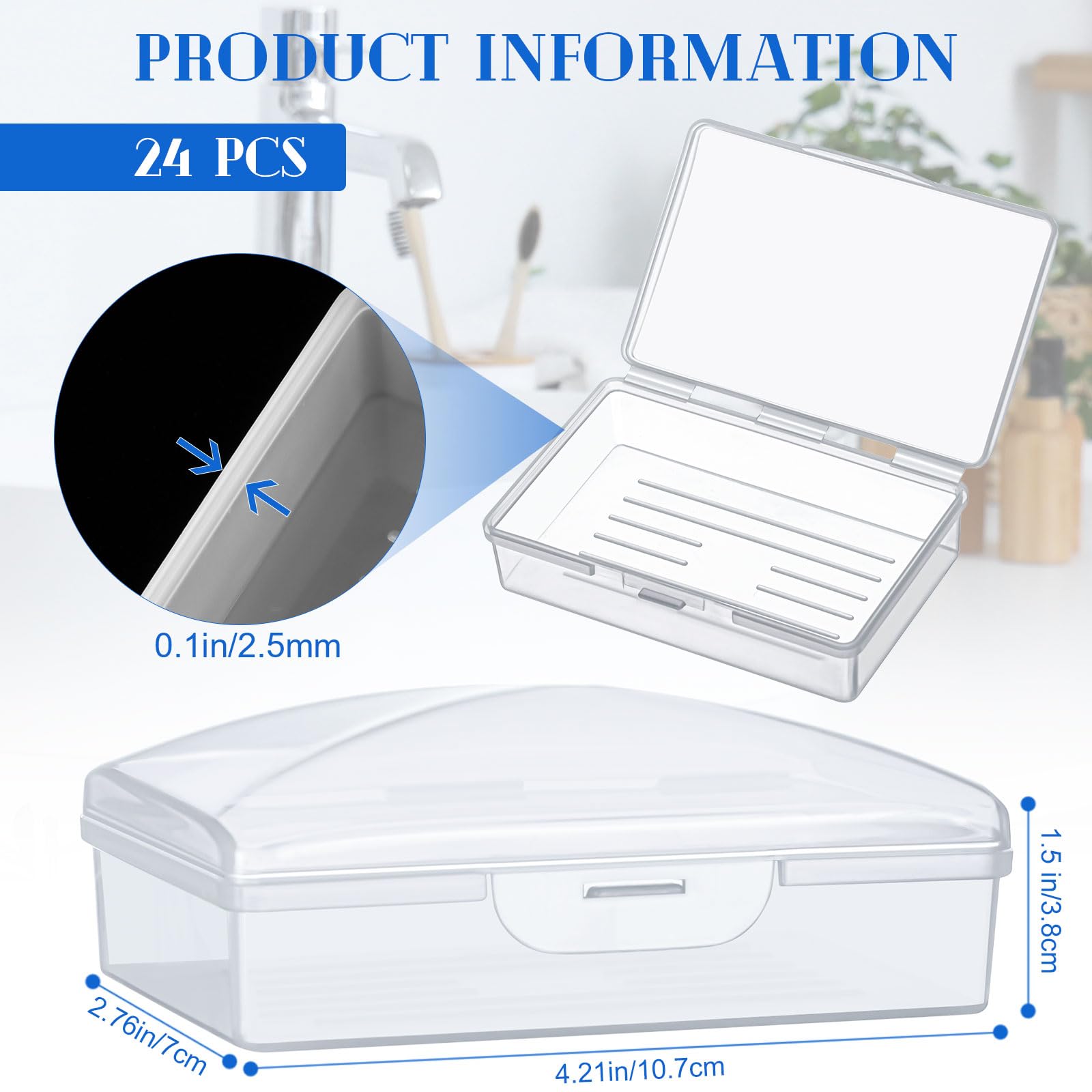 Reallnaive 24 Pcs Travel Soap Container Portable Plastic Soap Boxes Bulk with Lid Homeless Donations Bulk Gym Shower Tour Groups Hotel Outdoor Camping (White)