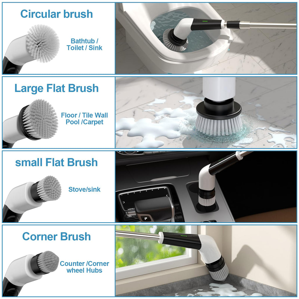Replaceable Brush Heads Set,8 Pcs Set Suitable for Electric Spin Scrubber,Spin Brush Heads Replacement for Most Brands of ANS-8051A/8050 Cordless Shower Scrubber,for Home and Kitchen,Bathroom,Car