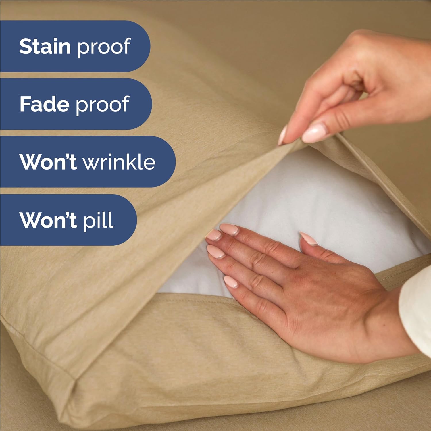 Skiennix Full Size 4 Piece Sheet Set - Comfy Cooling Bed Sheets - Hotel Luxury Bedding in Tan