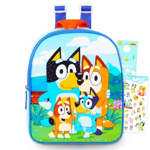 Bluey Mini Backpack for Kids - Bundle with 11" Small Bag for Girls Plus Button | Bluey Backpack Purse Set