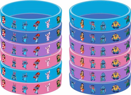 cerfioo 86pcs Stitch Birthday Party decorations Set Included 12 Bracelets, 12 Acrylic Pins, 12 Keychains, 50 Stickers, for Boys and Girls Cartoon Theme Party