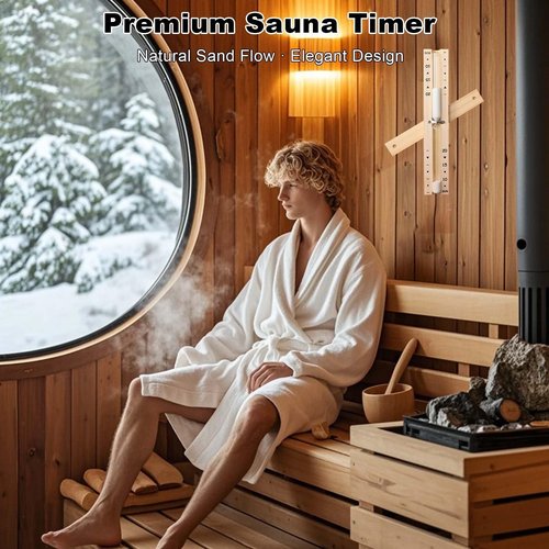 15 Minute Heat Resistant Sauna Sand Timer - 15m Rotating Wooden Hourglass with White Sand, Reloj De Arena for Sauna SPA Room