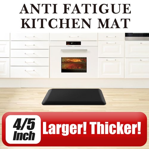 4/5 Inch Thick Kitchen Mat - Cushioned Anti Fatigue Mats for Kitchen Floor - Easy to Clean, Waterproof, Non-Slip Kitchen Rug for Sink, Office, Kitchen (20''x32'' Black)