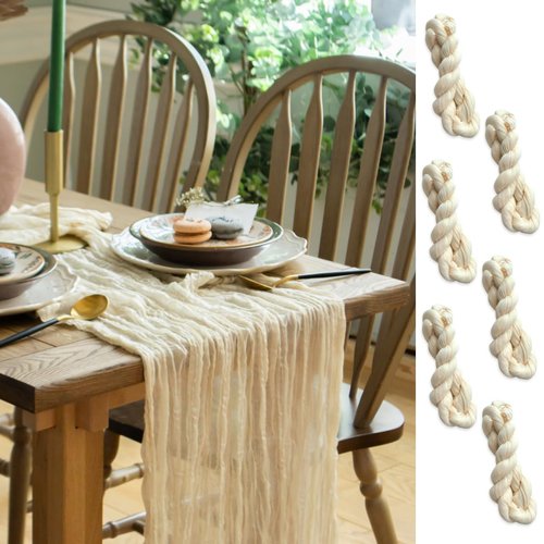 Ivory Cheesecloth Table Runner Set of 6 Runners 12 ft 142 in Long Each Cream Gauze Table for Wedding Table Baby Shower Decorations or Bridal Shower Decor Modern Table Runner Boho Table Décor