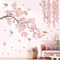 DECOWALL SG3-2320 Cherry Blossom Flower Wall Stickers Decals Branches Birds Butterflies Art Bedroom Floral Flower Girls Home Kids Living Nursery Pink Room Tree Nursery décor Baby