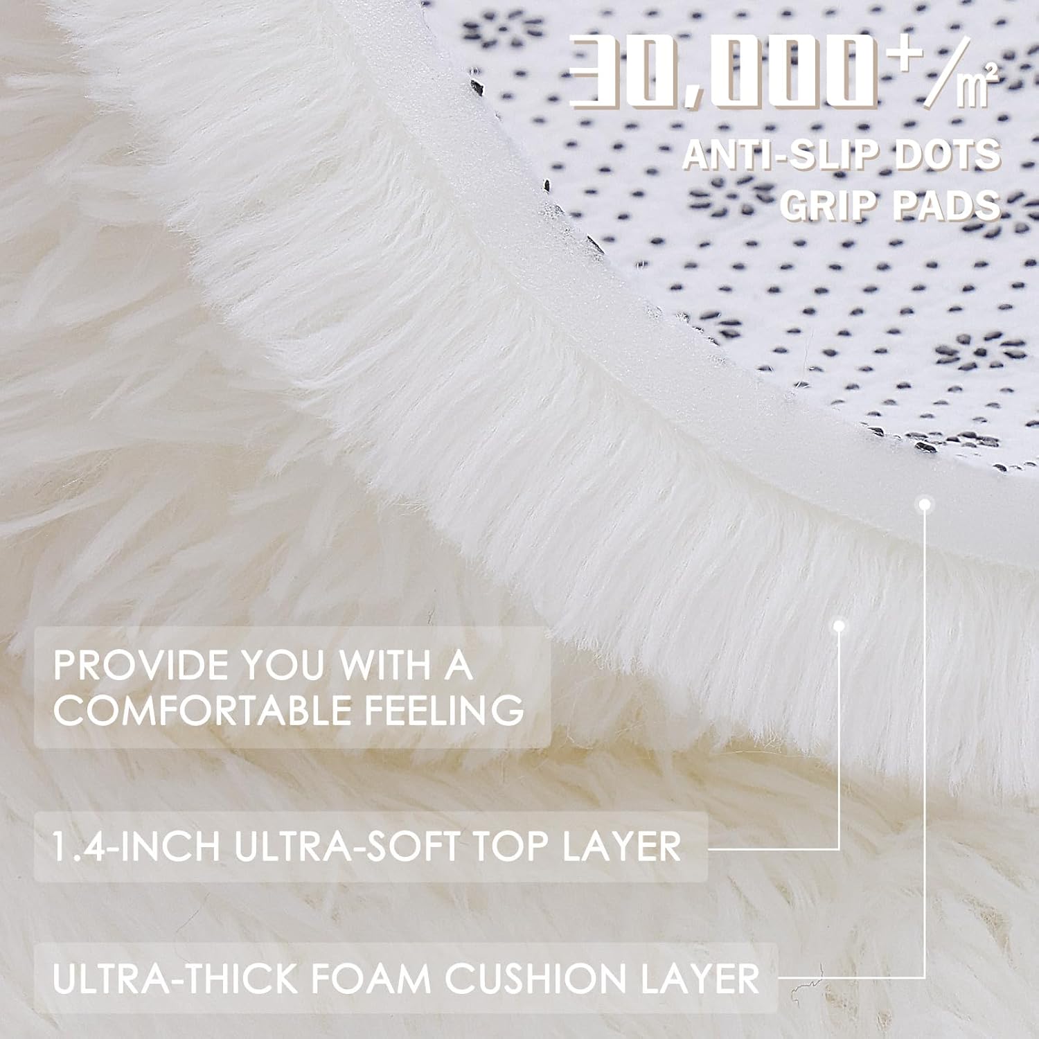 OLANLY Machine Washable Runner Rugs - Soft Fluffy Shaggy Design for Hallways & Bedrooms | Ivory Color