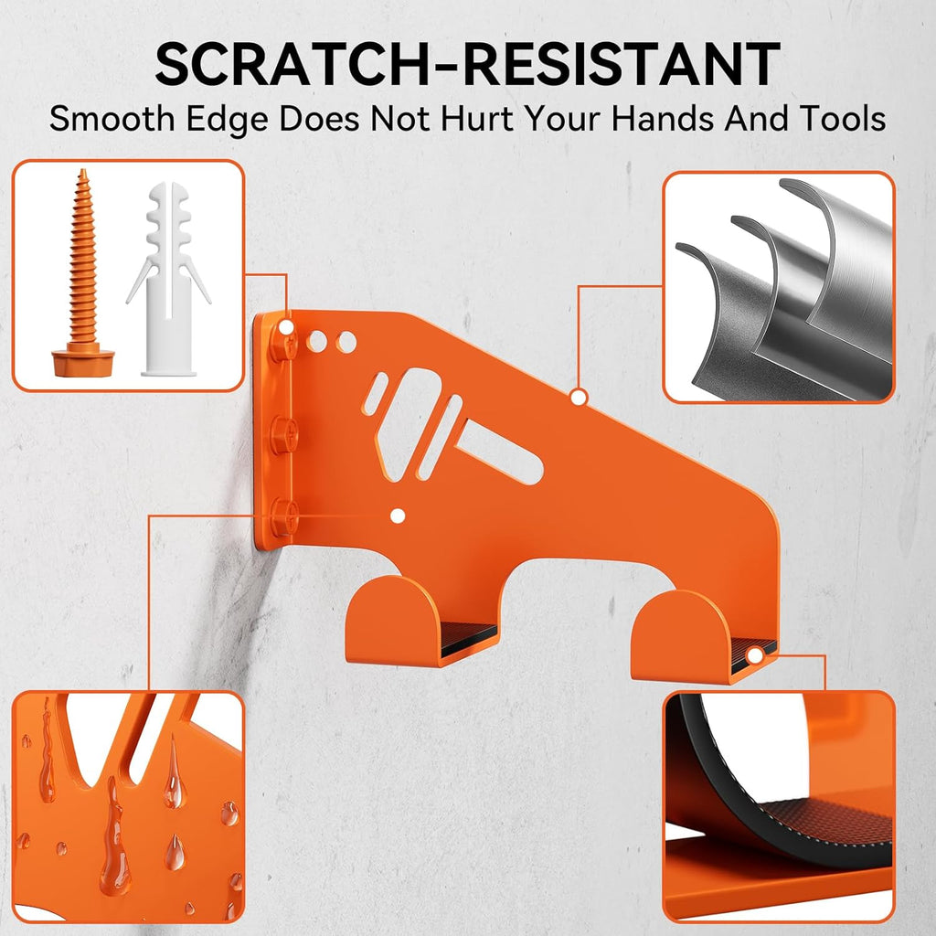 XZHXFX Chainsaw Hanger Wall Mount - Heavy-Duty Holder for Garage Organization | 2-Pack (Orange)