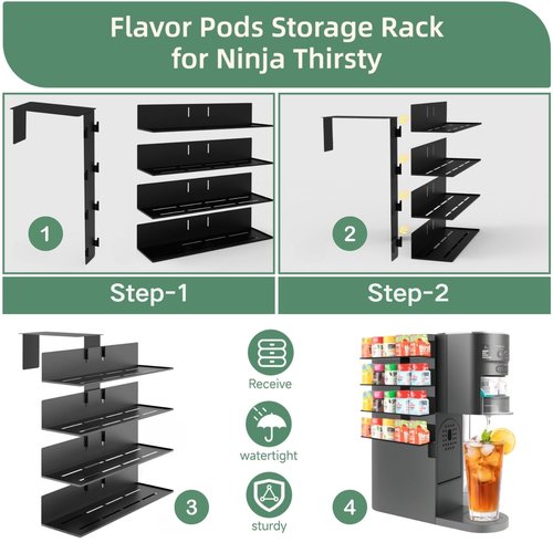Flavor Pods Holder for Ninja Thirsti WC1001 Soda Maker, 20-Capacity Storage Rack for Ninja thirsty flavor pods, Compact & Durable Shelf for Ninja Thirsties Drink System Soda Machine (Shelf Only)