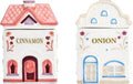 Bico Spice Cottages Pink & White Ceramic Spice Jar Set - Hand-Painted, Airtight, 4 oz, Set of 2