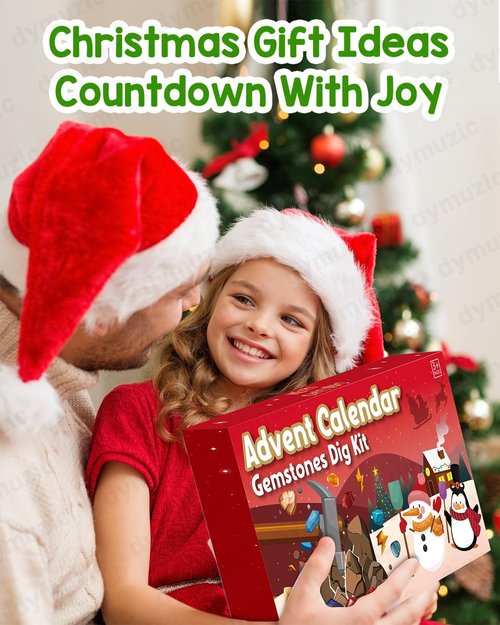 Gemstone Dig Kit Advent Calendar 2025 - Uncover 24 Real Gemstones, Rocks & Crystals | Perfect Gift for Kids