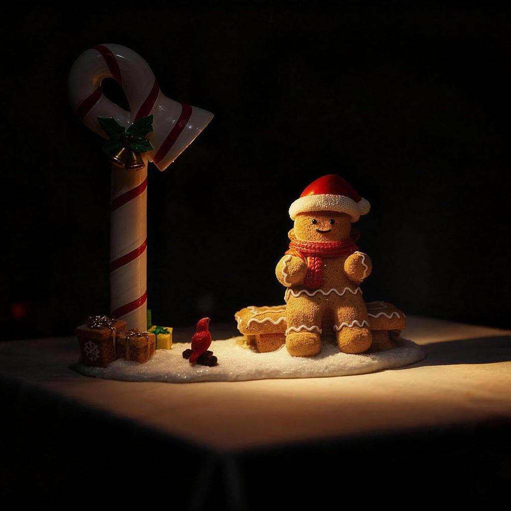 Skiennix Christmas Gingerbread Man Figurines - Cute Indoor Home Decor for Tabletop & Fireplace