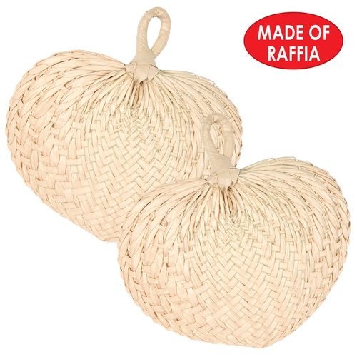 Beistle 4 Piece Raffia Fans, Natural