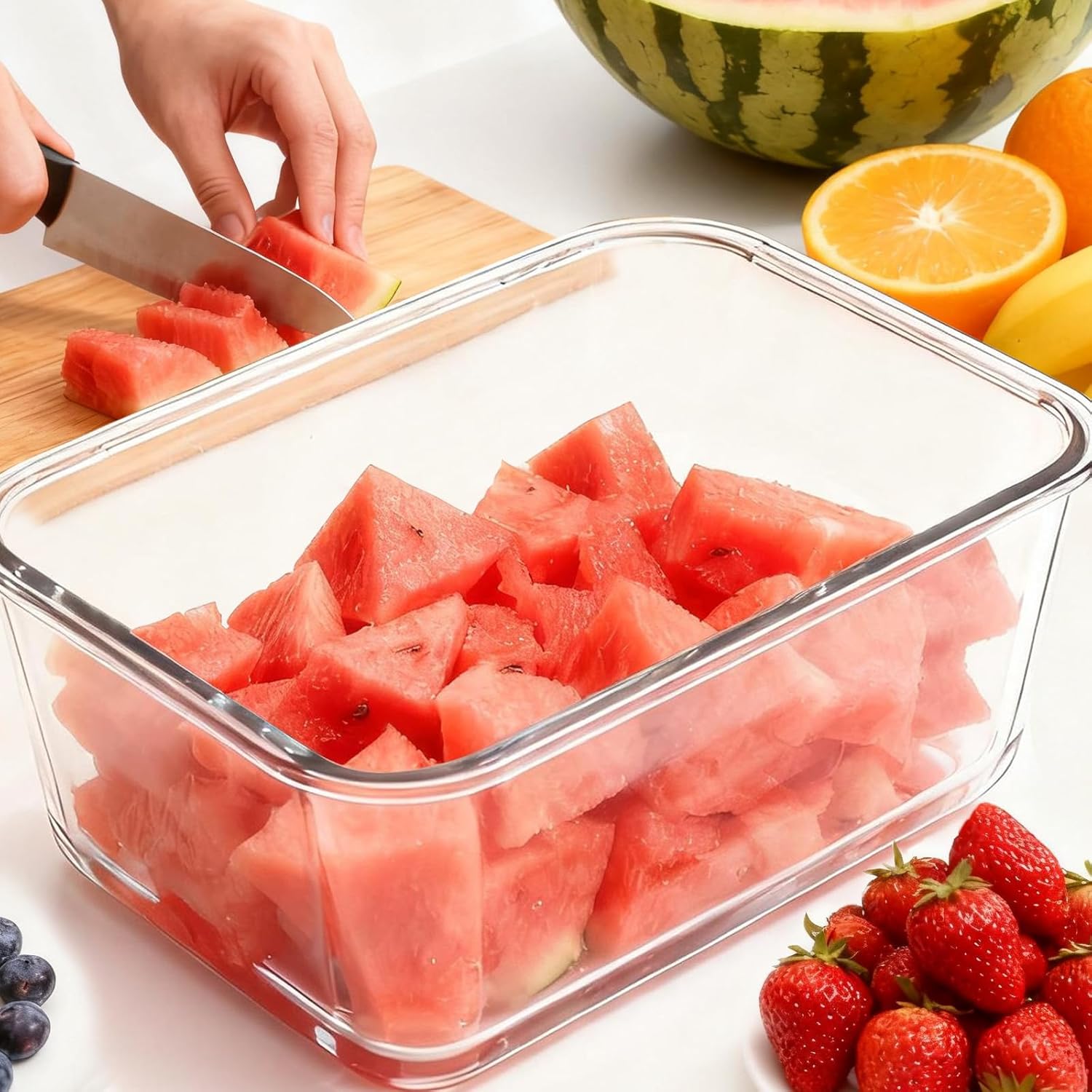 Skiennix Extra Large Glass Storage Containers - 220oz Borosilicate with Airtight Lid | Freezer to Oven Safe