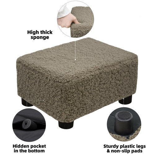 CAROLMADE Small Foot Stool Ottoman Footstool with Legs Under Desk Footrest for Living Room Bedroom and Office, Soft Coffee