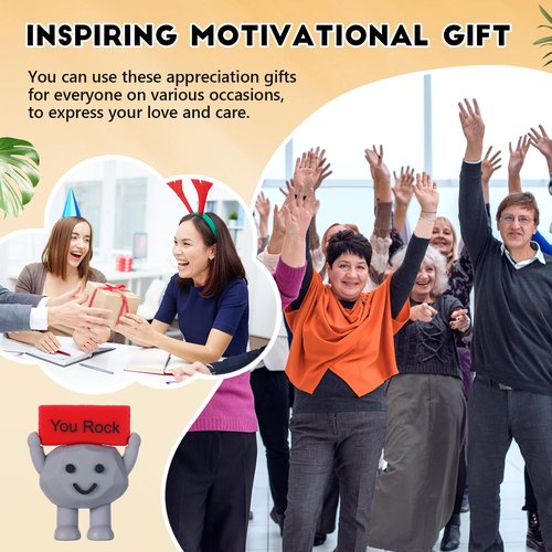 Gejoy 25 Pcs Mini Rubber You Rock Toys Positive Gifts You Rock Mini Miniature Figurines Decorations and Encouragement Birthday Motivational Gifts for Colleague Staff Teacher