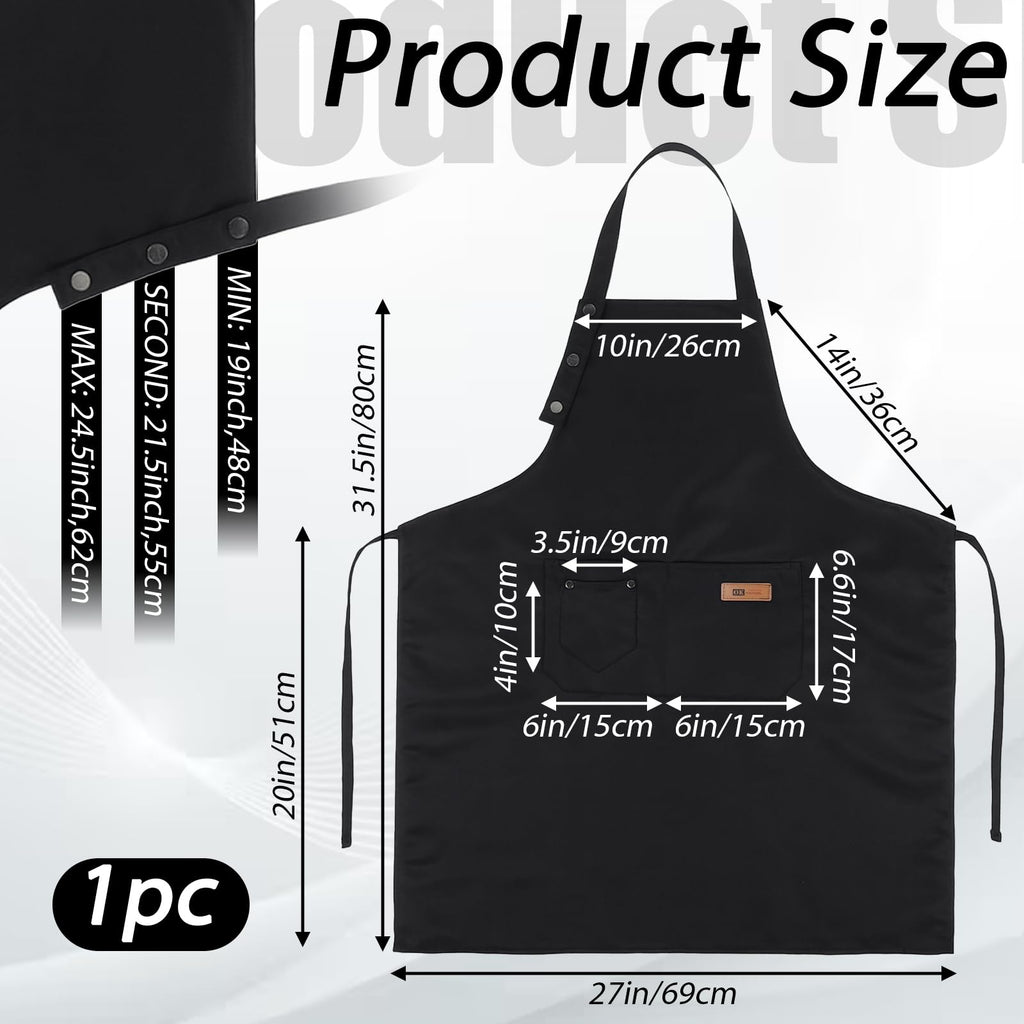 Zyghjort Button Aprons for Women with Pockets, Pottery Aprons Waterproof Chef Cooking Kitchen Apron Artist Painting Garden Chef (M-XXl)