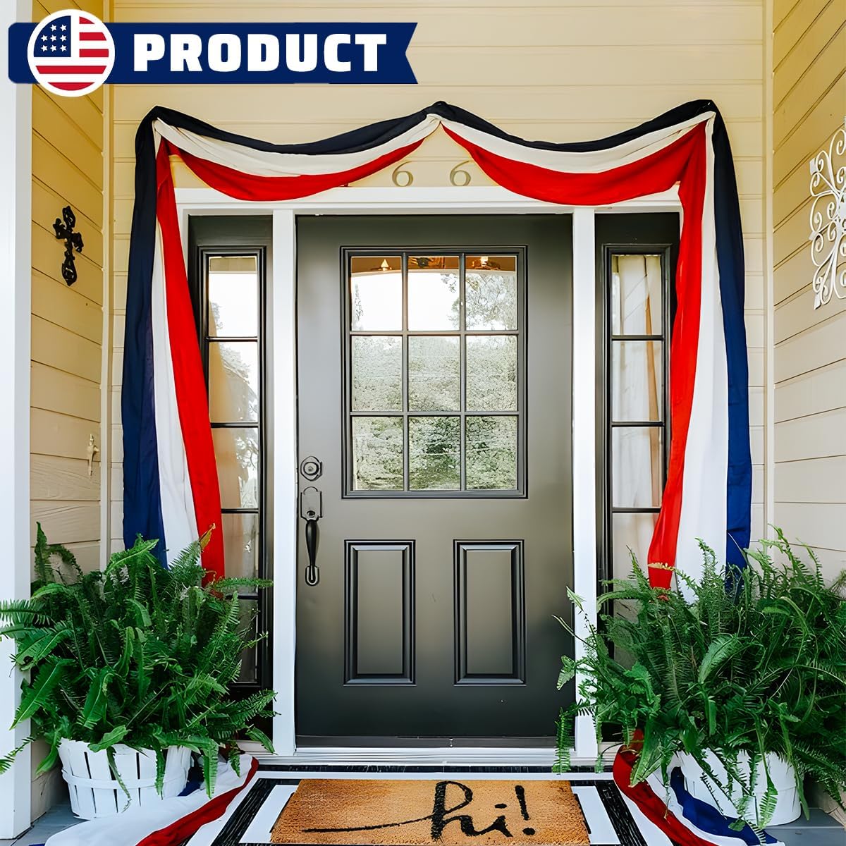 Patriotic US Flag Bunting by [Brand Name] - 2x20 Ft Red, White & Blue Stripe Banner for 4th of July & Veterans Day