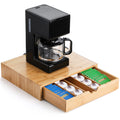 Peohud Bamboo Tea Bag Organizer, Tea Bag Storage Box for Countertop with Removable Divider Drawer, Functional Coffee Pod Holder for Kitchen, Office, Coffee Station, Tableware, Cosmetics