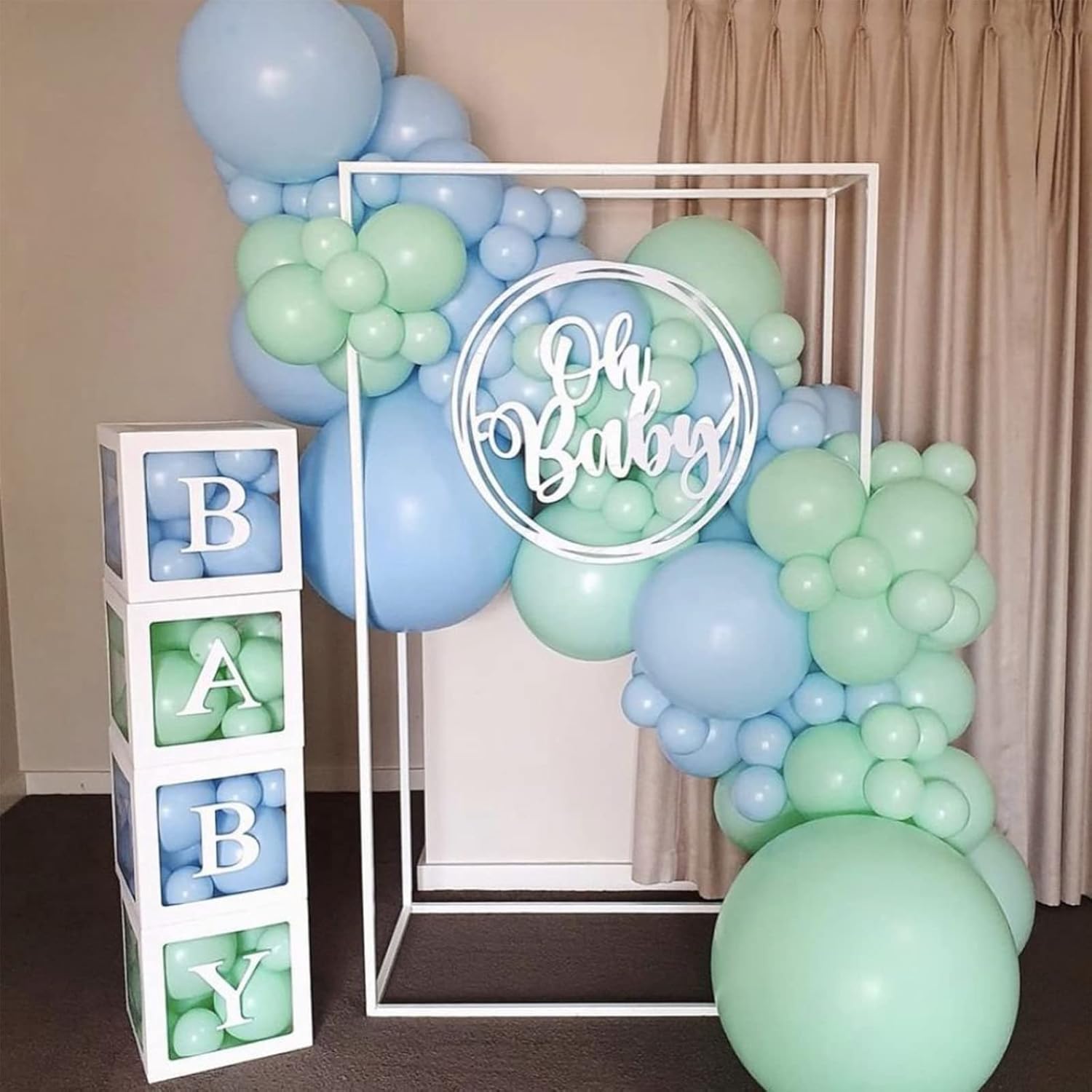 Voircoloria Mint Green Balloons - 130pcs in Various Sizes for Birthday, Baby Shower & Wedding Decor