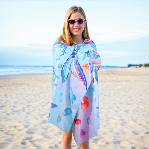 MelonBoat Mermaid Microfiber Beach Towel: Extra Large Quick Dry Beach Towel for Travel, Sand Free Super Absorbent, Thin Lightweight Compact for Kids Girls Trip Vacation Beach Bath Camping Pool Swim