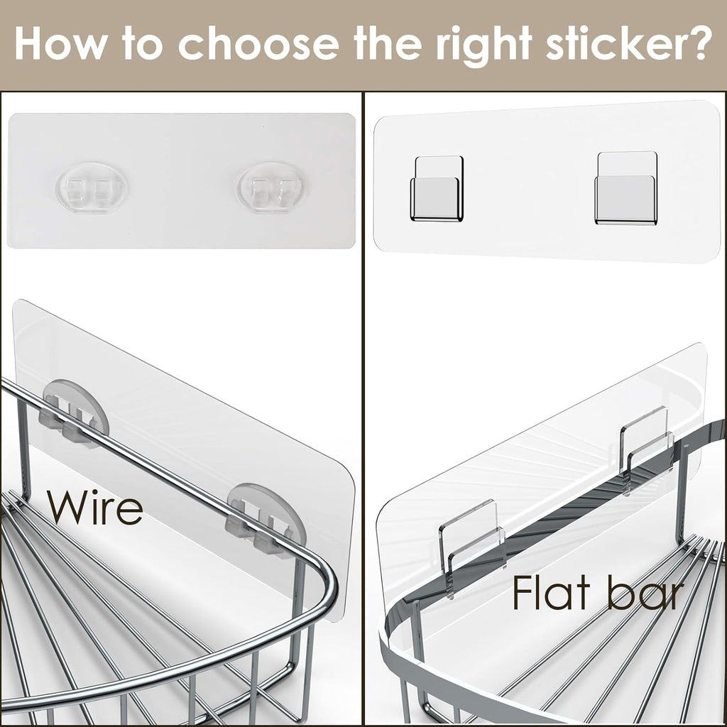 Regine Switzerland Shower Caddy Adhesive Replacement Stickers - 10 Pack Assorted Wire Hooks