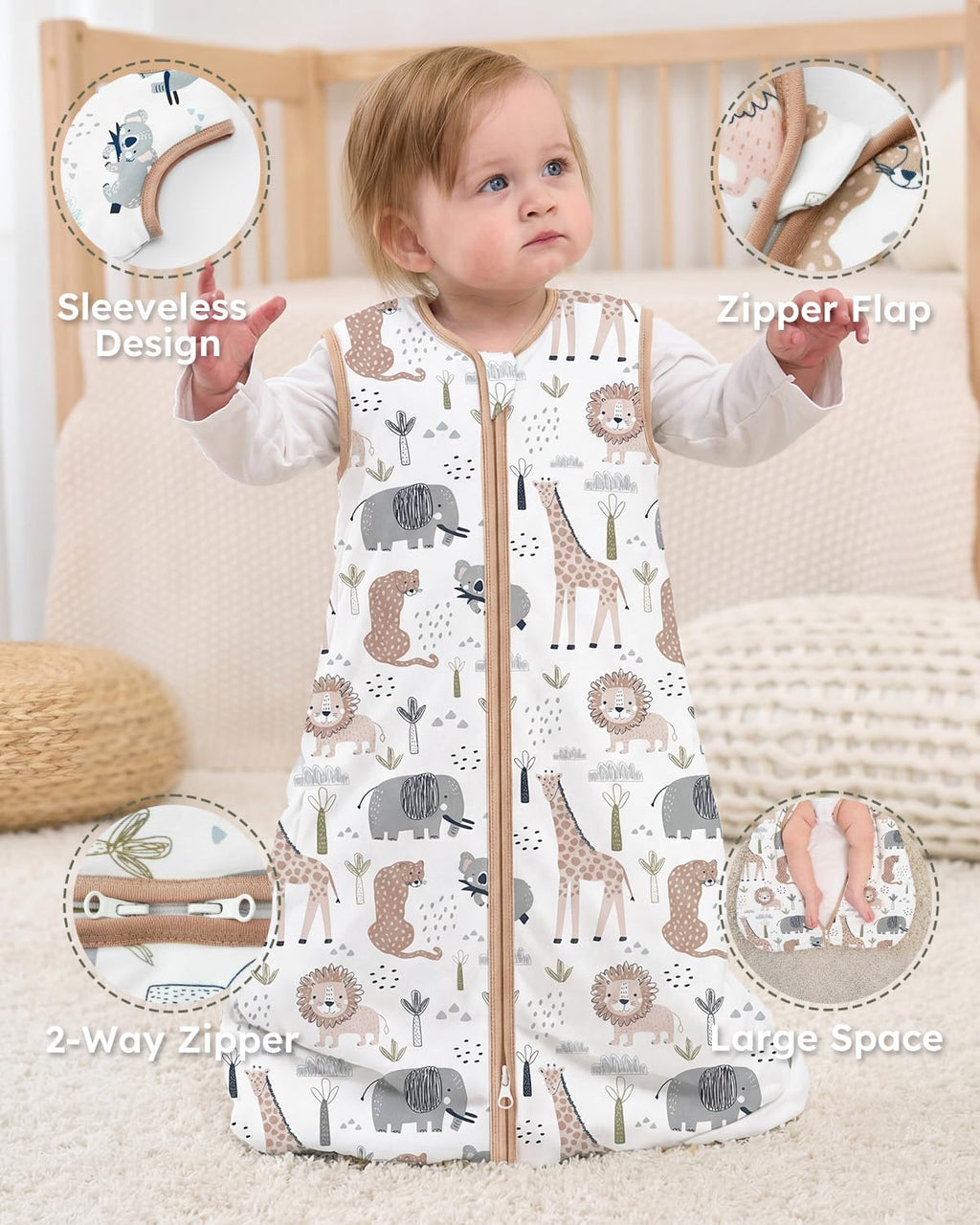 Yoofoss Baby Sleep Sack - 1.5 Tog Organic Cotton Wearable Blanket for 0-6 Months | Warm & Comfy