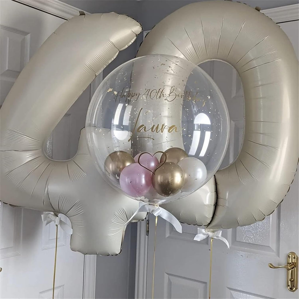 Skiennix 40-Inch Giant Helium Foil Number Balloons | Beige 2nd Birthday Decorations for All Ages