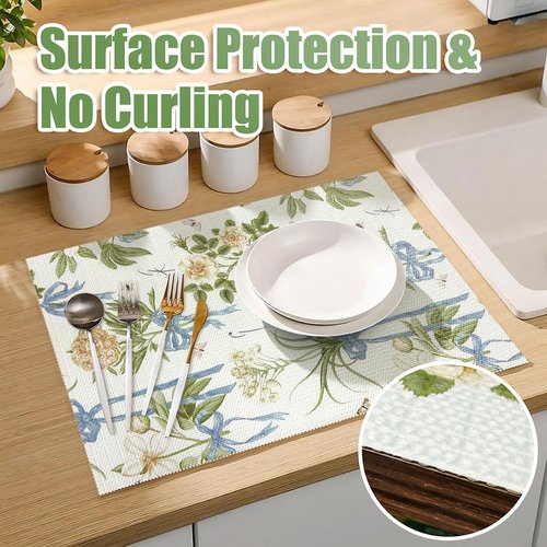 Tatyanna Drawer and Shelf Liner for Kitchen Cabinets Non Adhesive Cabinet Liners Floral Shelf Liners Strong Grip Non-Slip Drawer Liner Waterproof Easy to Clean Cupboard Dresser Liner 12IN x 10FT