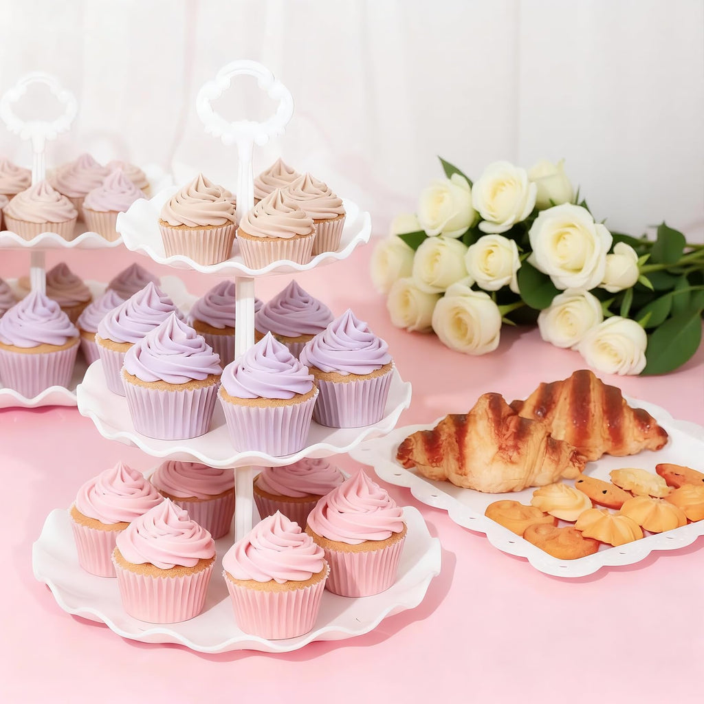 VISCOO 36 Pack Cupcake Stand, Dessert Table Display Set, 3-2 Tiered Tray Stand & Cupcake Holder Display Tower for Wedding, Serving Trays for Tea Party, Birthday, Dessert Stands for Baby Shower