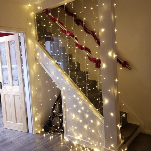 LE Fairy Curtain Lights - 300 LED Battery Operated & USB Plug-In String Lights | 10 x 10 ft for Bedroom & Events