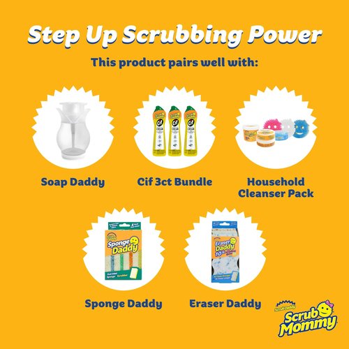 Scrub Daddy Scrub Mommy Sponges - Dish Scrubber + Non-Scratch Cleaning Sponges Kitchen, Bathroom + Multi-Surface Safe - Dual-Sided Dish Sponges for Scrubbing - Online Exclusive (3 Count)
