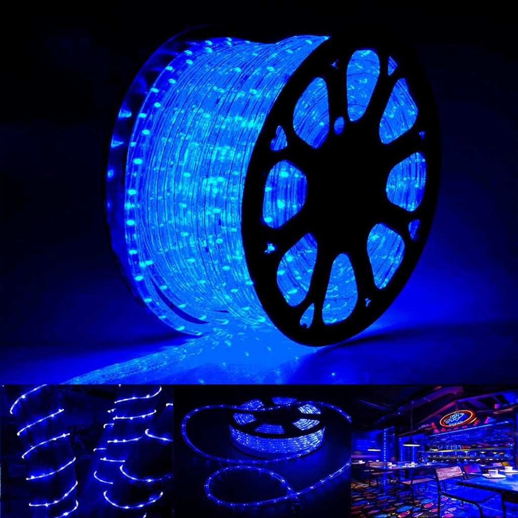 Skiennix 100ft LED Rope Lights - Waterproof, Flexible Tube Lighting with 8 Modes | Blue for Garden, Patio, Party & More