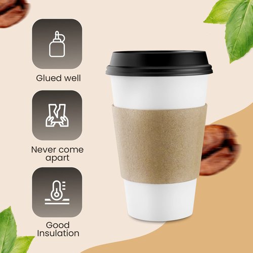 Homelance Sleeves Coffee 200 Pcs – Corrugated Brown Kraft Paper Cups Sleeves Fit 12oz, 16oz, 20oz, 22oz & 24oz Cups – Recyclable & Disposable – Perfect for Hot Drinks in Cafes & Offices (PACK OF 200)