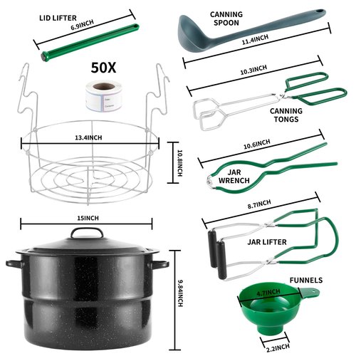 Canning Pot with Rack and Full Canning kits Set For Beginners,21.5 Quart Water Bath Canning Pot Canners for Canning with Rack and Lid,Canning Supplies Starter kits Set by DIMESHY
