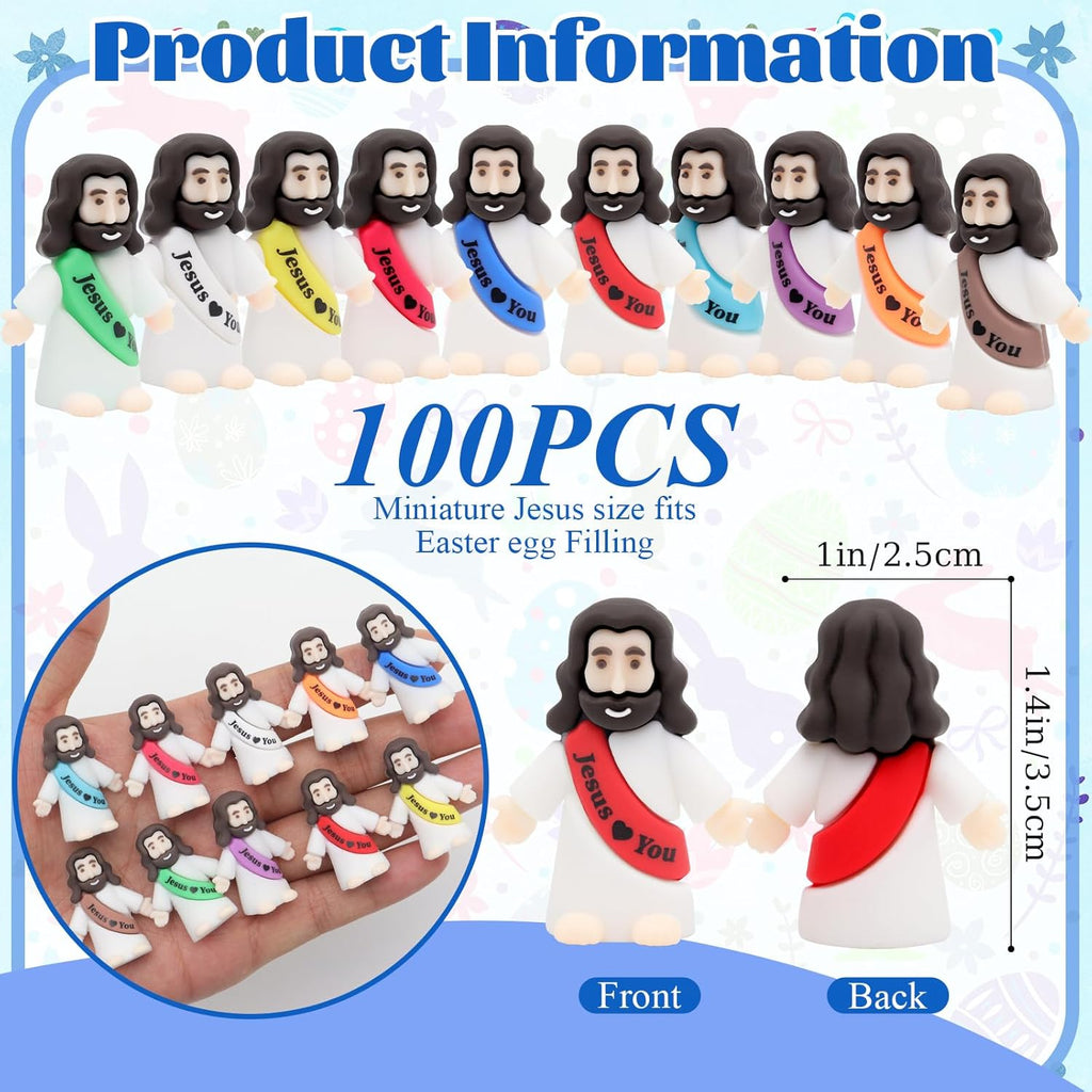 Owurha Mini Jesus Figurines - 100 Pcs Tiny Religious Figures for Sunday School & Baptism Gifts