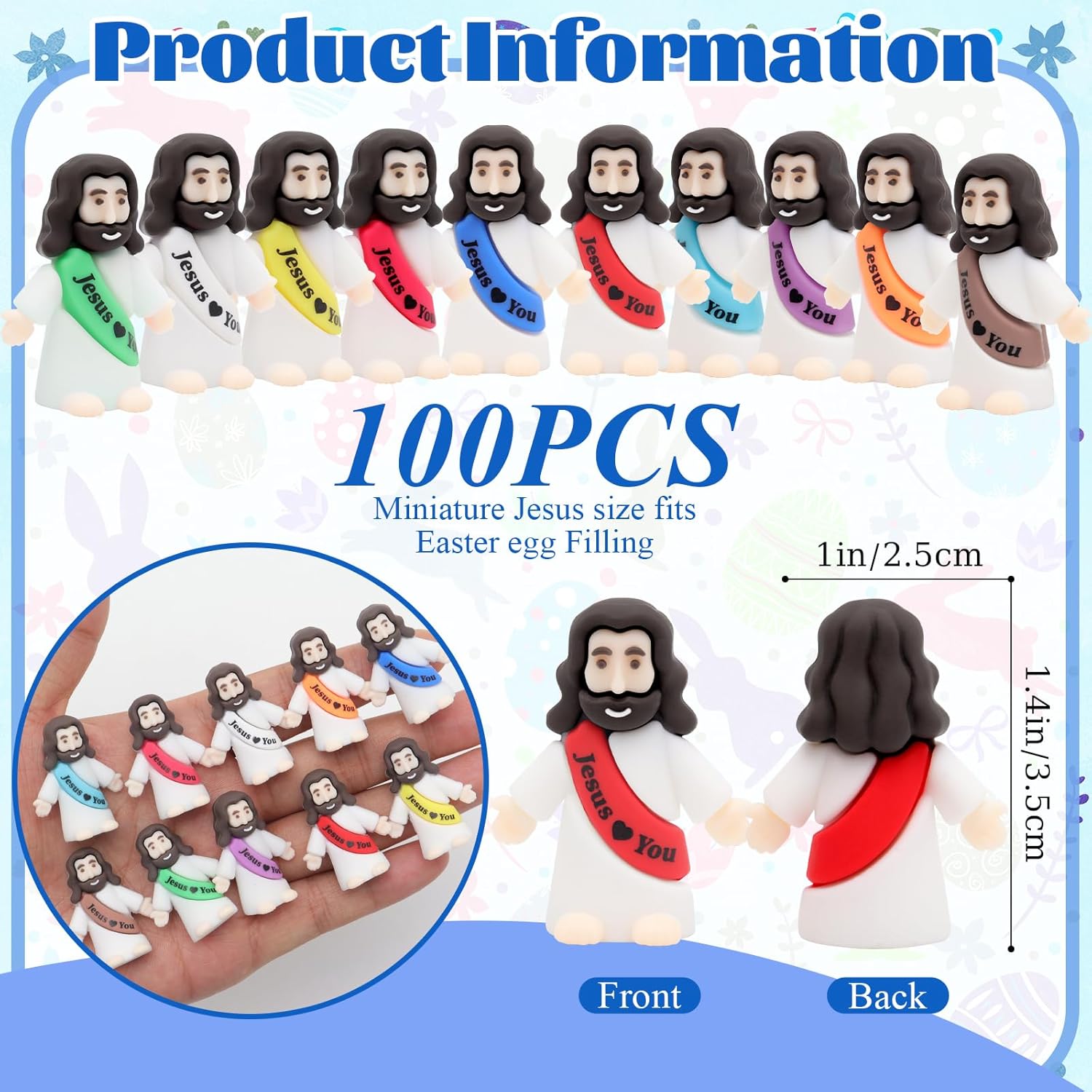 Owurha Mini Jesus Figurines - 100 Pcs Tiny Religious Figures for Sunday School & Baptism Gifts