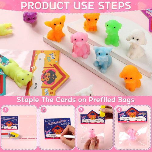 Soulchen 20 Pack Dog Valentines Day Card Gifts for Kids Classroom Puppy Valentines Cards with Squeeze Dog Toys Classroom Squeeze Exchange Gift for School Boys Girls Goody Bag Prize Rewards Favors