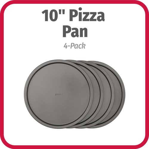 GoodCook Set of 4 Nonstick Steel 10 Inch Personal Pizza Pans Set, Gray