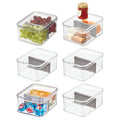 iDesign Small Fridge Organizer Bin with Removable Divider and Lid - Set of 6 - Clear/Gray