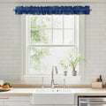 XWZO Sleeve Topper with Top Bottom Ruffle Sleeves Valances Home Décor Window Treatment Bedroom Nursery Kitchen Window Curtain Header, 58" x 5",1 Piece, Plain-Navy
