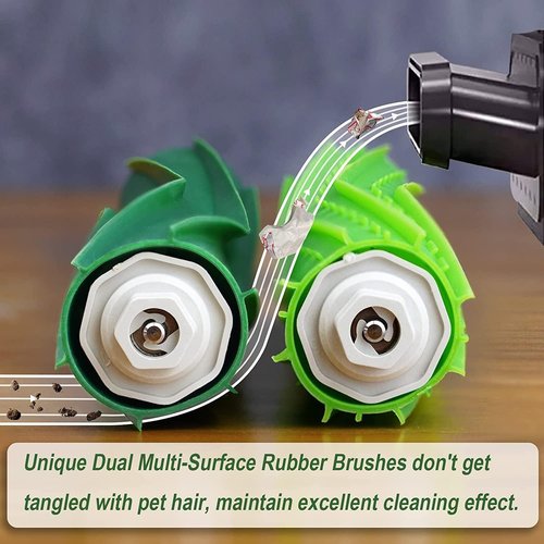 2 Set Replacement Roller Brushes Compatible for iRobot Roomba E & I & J Series, i7 i7+ i3 i3+ i6+ i8+ j7 j7Plus E5 E6 E7, Vacuum Cleaner Accessories, Multi-Surface Rubber Brush