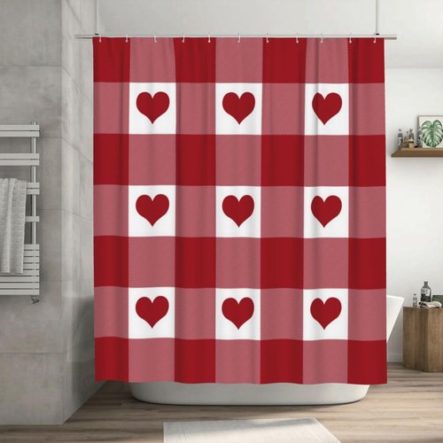 AIXMJZQ Valentines Shower Curtain Bathroom Love Farmhouse Holiday Bathroom Decor 72x72 Inches with 12 Hooks