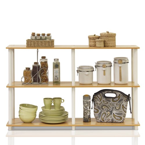Furinno RATA 3 x 2 Industrial Multipurpose Flat Base Bookshelf, Bookcase with Metal Frame, Columbia Walnut