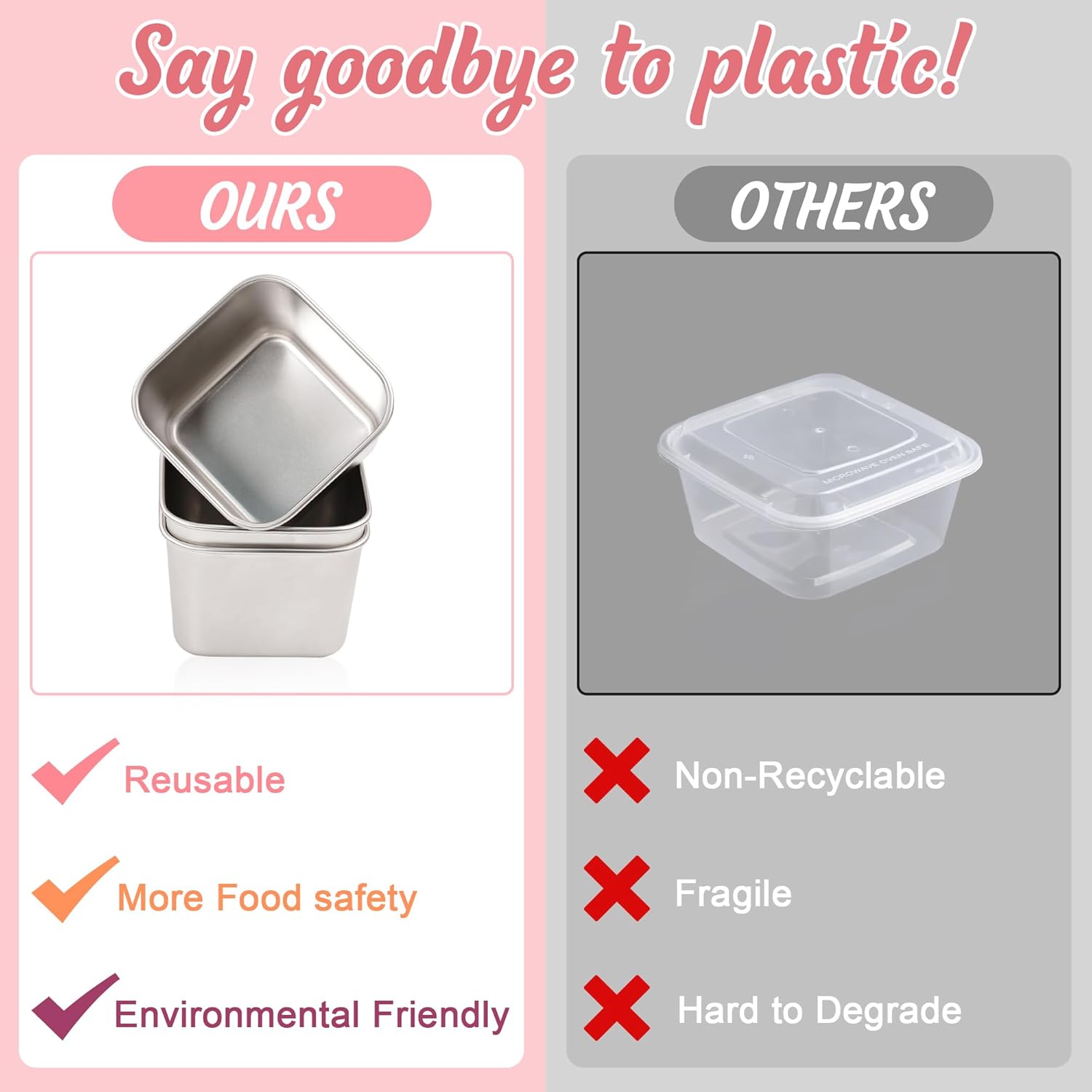 Qukaka Stainless Steel Snack Containers - Leak-Proof, Easy Open, 7.2oz | Reusable Lunch Box Set (3-Pack)
