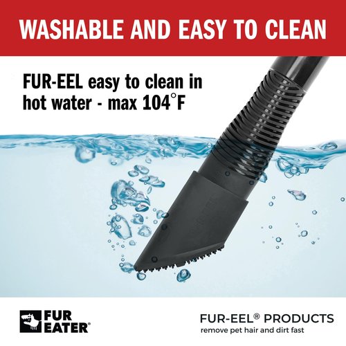 Fur-EEL Pet Hair Removal Tool for Car & Home | Universal Vacuum Attachment for Dog & Cat Hair | Fits 1-1/4" or 1-3/8" Hoses | Lint Remover with Soft Rubber Bristles | Easy to Clean & Reuse