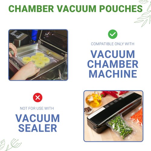 PouchWorth 1,000 Pack Clear 10" x 12", 3 mil Chamber Machine Pouches, Pre-Cut Chamber Vacuum Sealer Bags, Heavy Duty Seal Pouch, BPA-Free Chamber Sealer Bags with Tear Notch