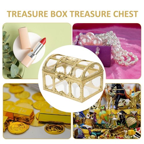 Totority Transparent Pirate Treasure Crystal Boxes 2Pcs Durable Plastic Jewelry & Trinket Organizers, Secure Keepsake Chests Perfect for Home Decor, Present Giving & Collectible Storage, Ideal for Ki